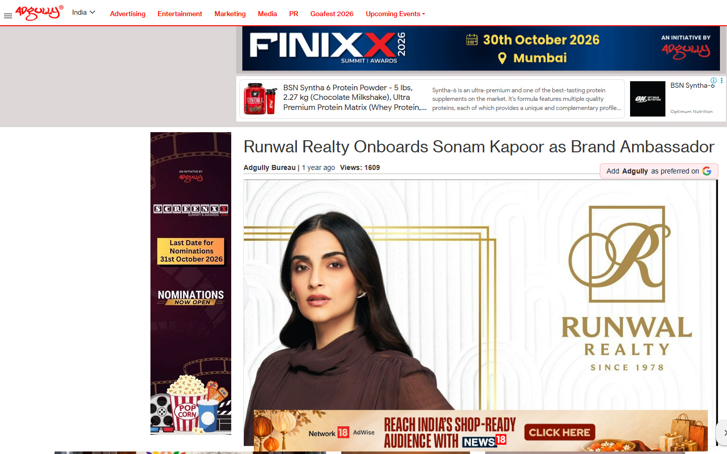 Runwal Realty Onboards Sonam Kapoor as Brand Ambassador