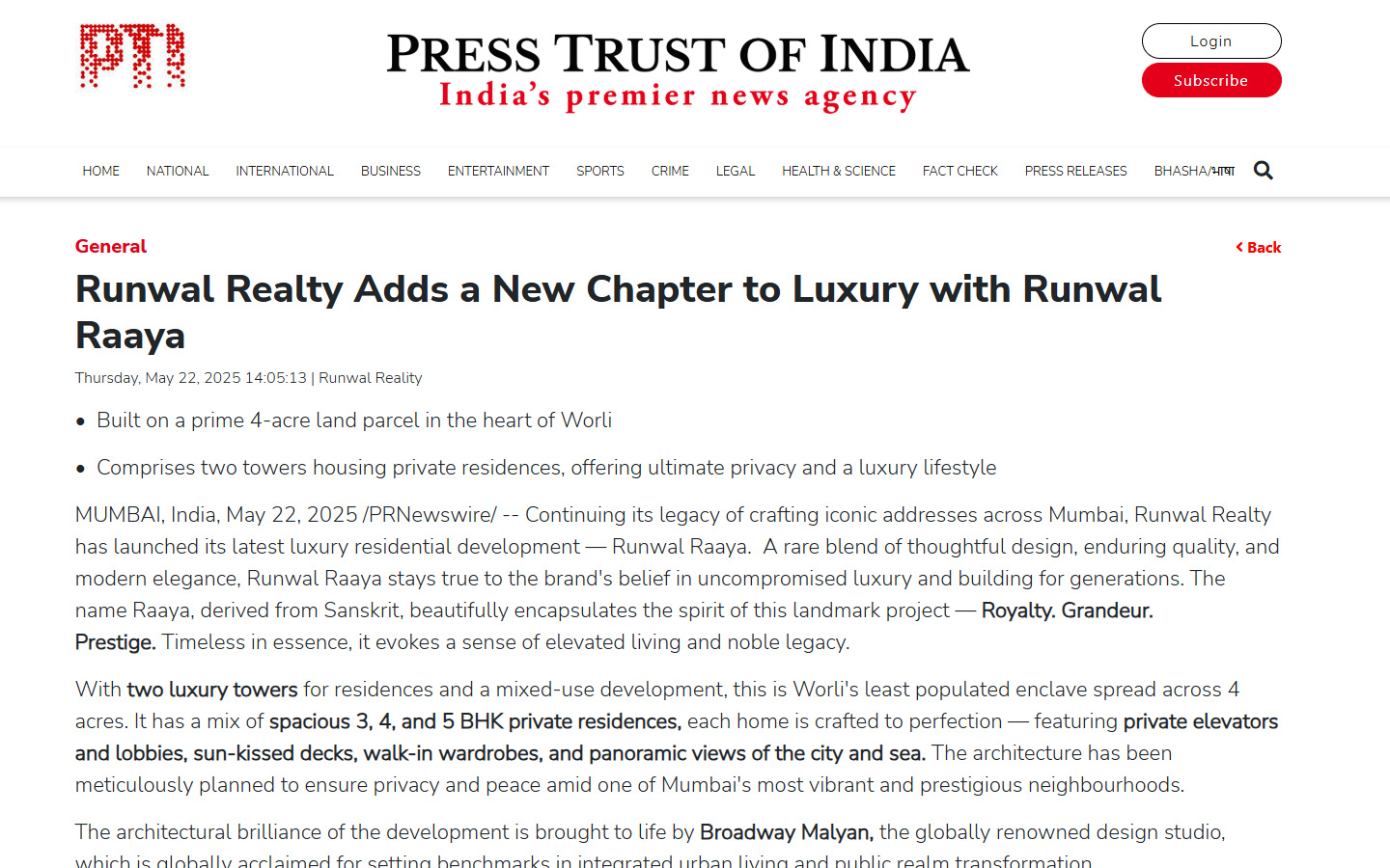 Runwal Realty Adds a New Chapter to Luxury with Runwal Raaya