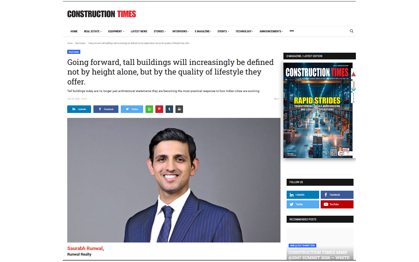 Real Estate  Going forward, tall buildings