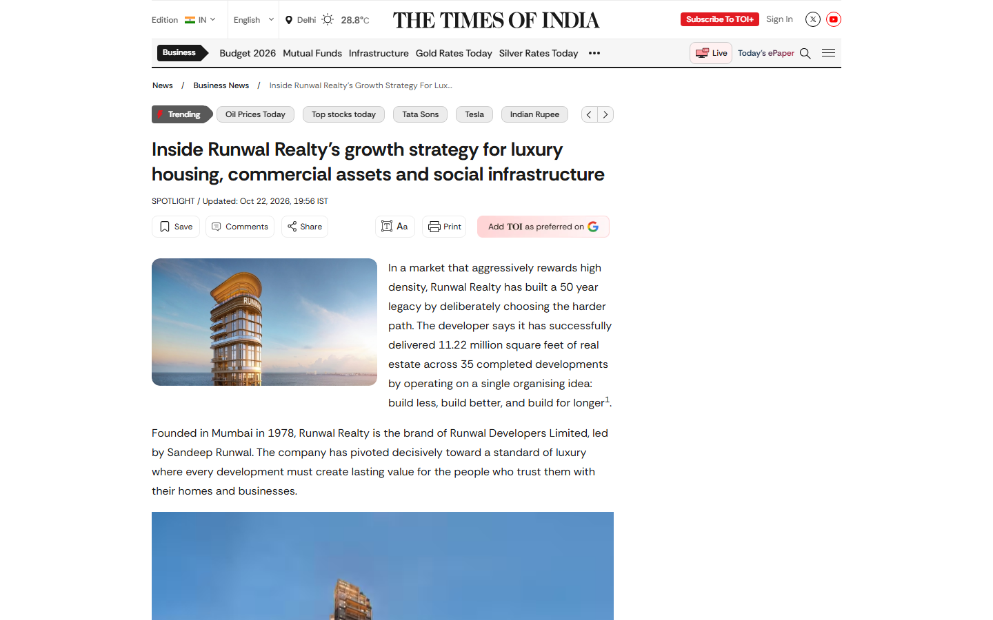 Inside Runwal Realty’s growth strategy for luxury housing, commercial assets and social infrastructure